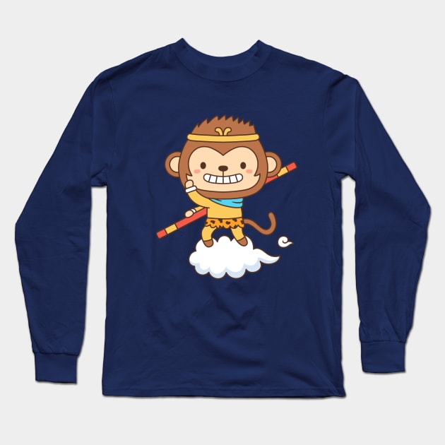 Cute Monkey King Sun Wukong Long Sleeve T-Shirt by rustydoodle